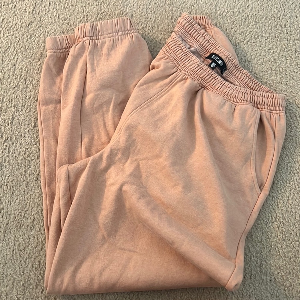 Misguided Peach Tan joggers